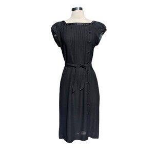 Vintage 70s The Hirsh Girl Howard Pintuck Button Front Day Dress Knee Length
